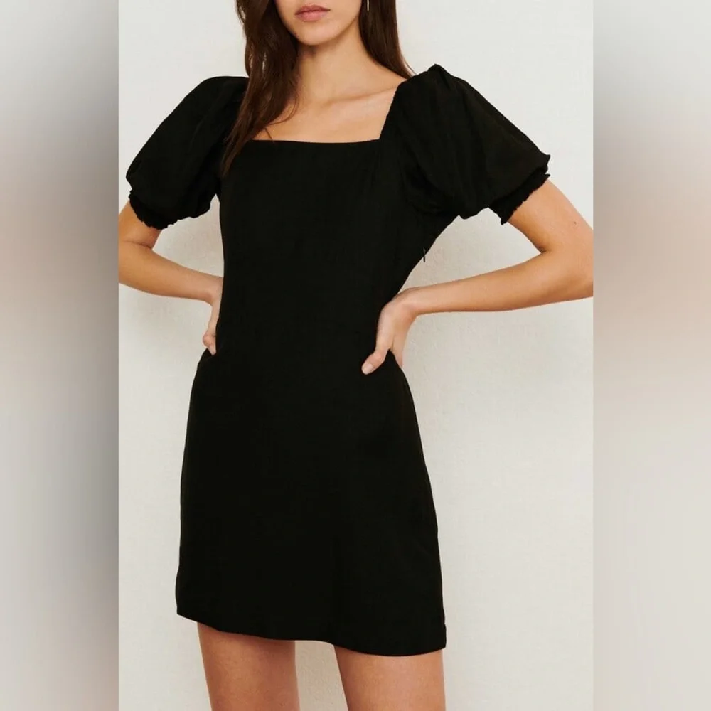 Ba&sh Palaia Black Puff Sleeve Open Back Smocked Dress Size XS - Picture 4 of 15